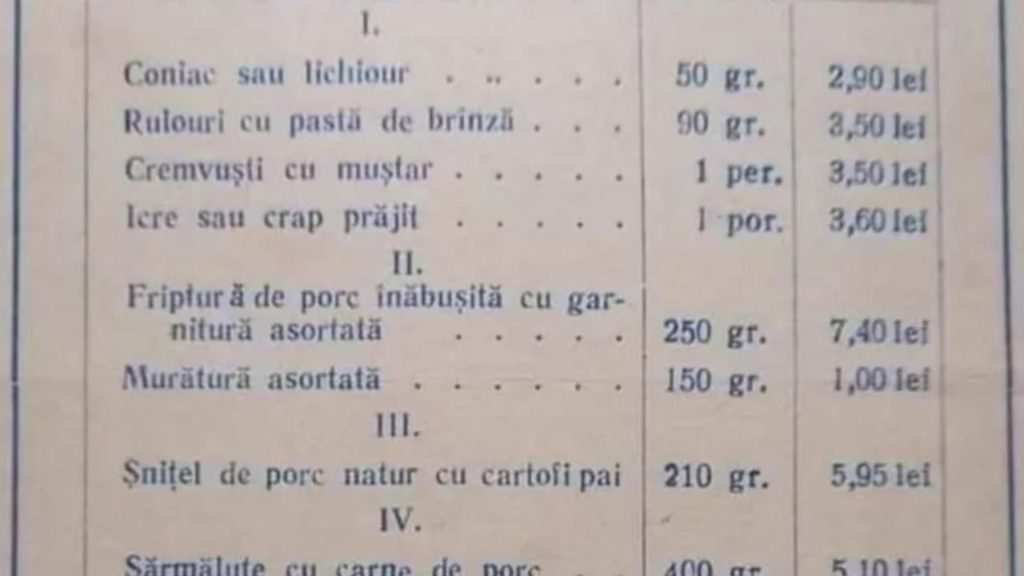 Cat costa meniul de Revelion 1987 1988