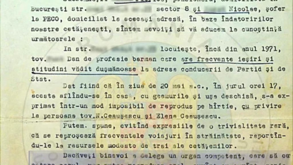 Cum se parau vecinii la Securitate inainte de 1989