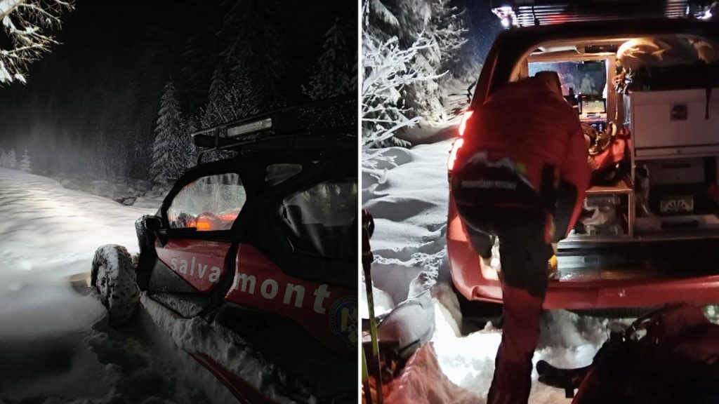 Echipa Salvamont Maramures misiune nocturna pe munte pentru salvarea a doi ucraineni VIDEO