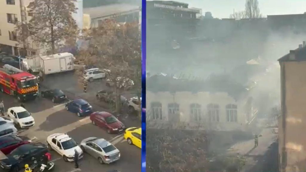 Interventie de urgenta in sectorul 3 incendiu la fostul liceu Timpuri Noi
