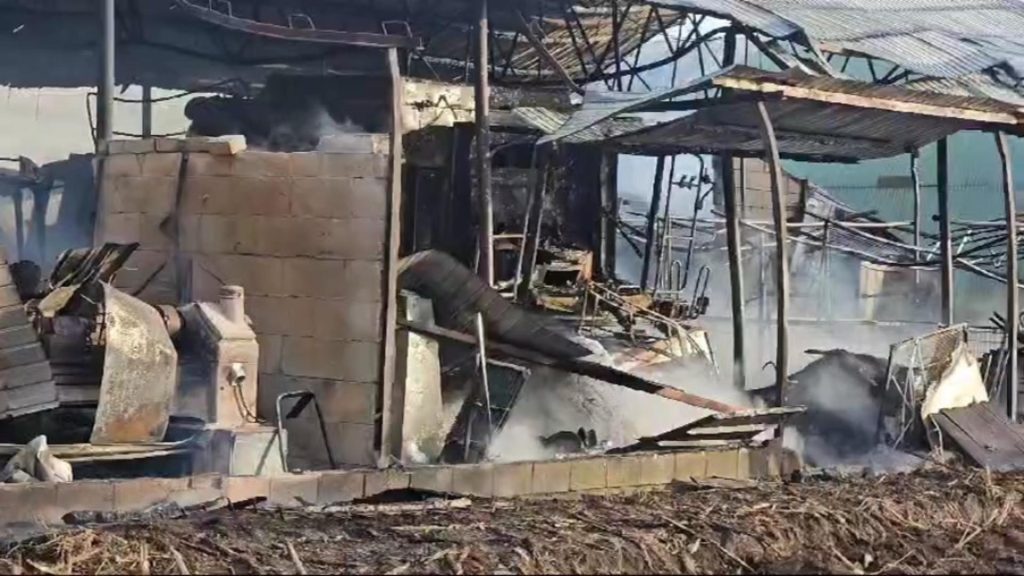Pericol de explozie dupa un incendiu la o hala a unei ferme agricole din Alba unde se afla 4 tone de azotat