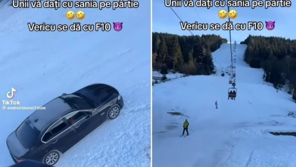 Sofar de BMW urca cu masina pe o partie din Maramures Politia intervine IMAGINI socante