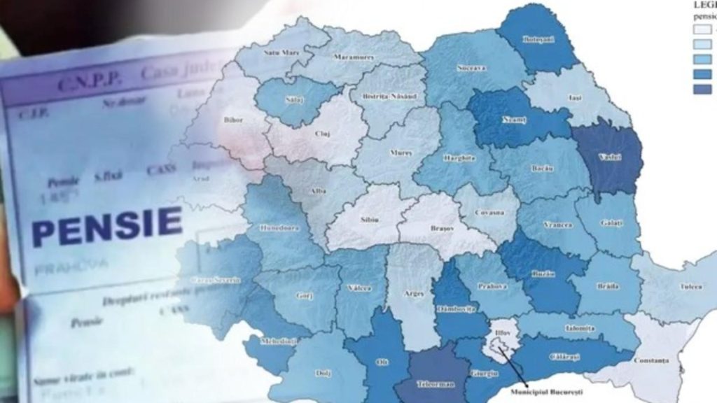 Harta pensiilor in Romania Diferente intre judete