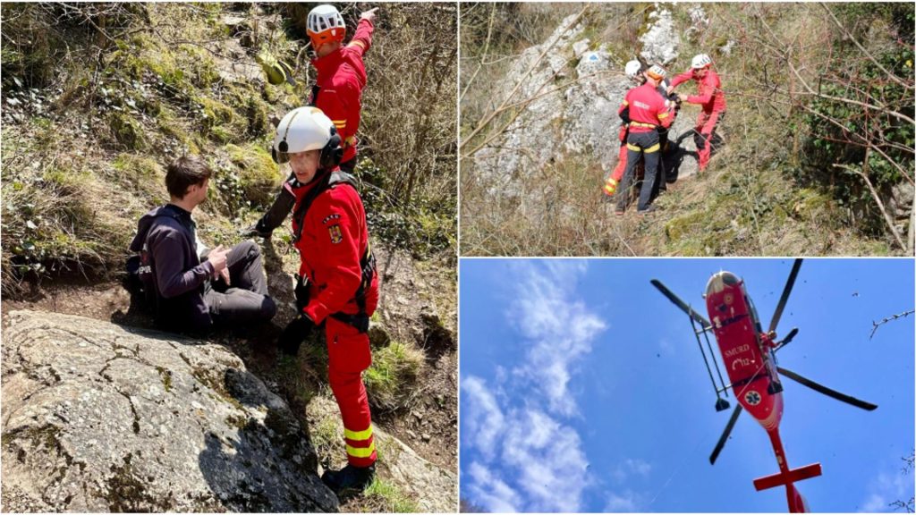 Interventie dificila in Cheile Turenilor Tanar de 24 de ani salvat cu elicopterul SMURD