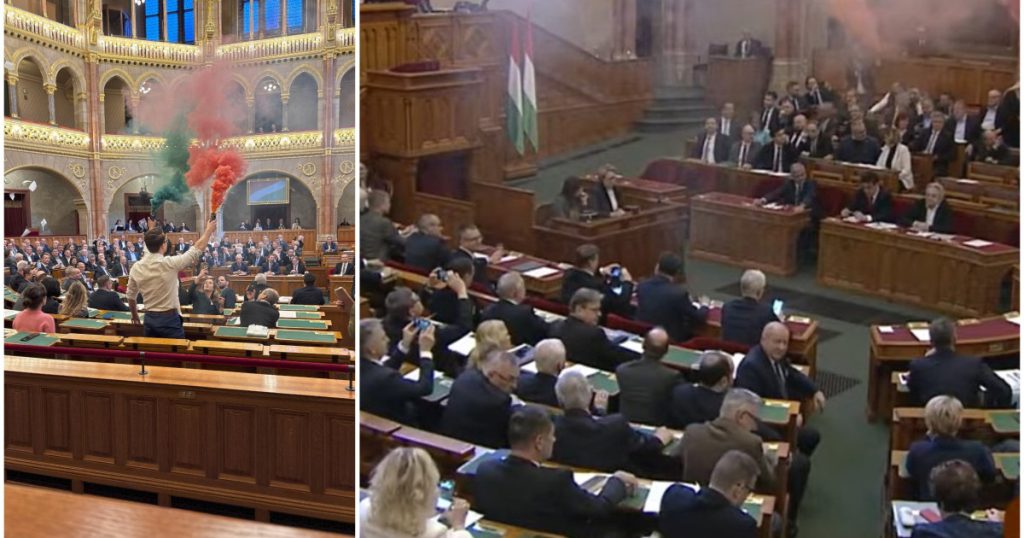 Deputati din opozitie suspendati din Parlamentul Ungariei dupa protest cu fumigene