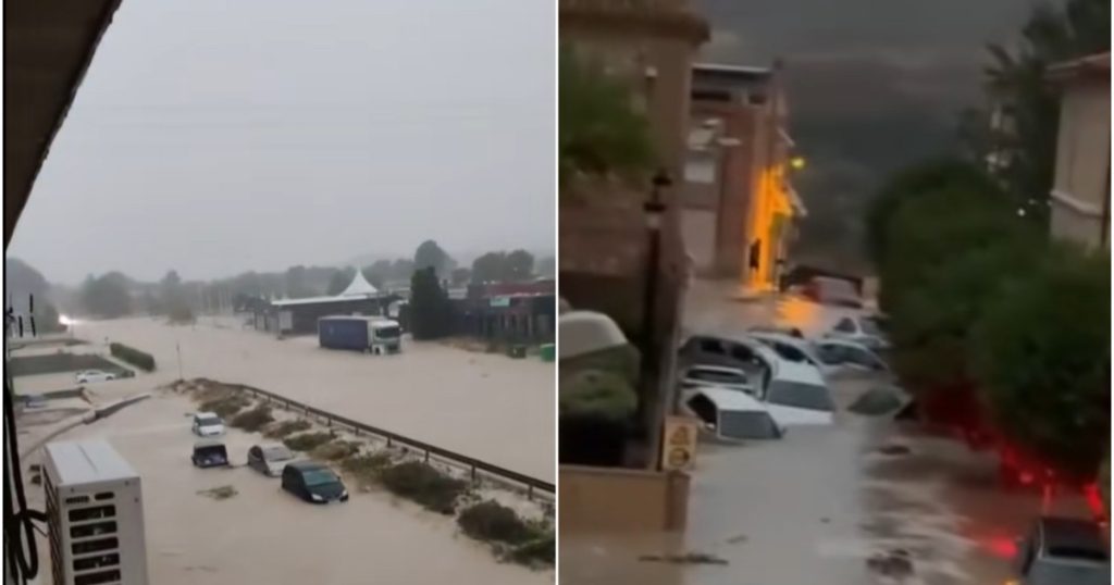 Inundatii in Valencia Masini luate de ape salvari de urgenta